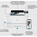 HP LaserJet Pro 4003dn Monochrome – Vue avant de l’imprimante