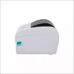 Imprimante de code à barre Gainscha GS-2408DC vue de face, avec des étiquettes imprimées de haute qualité