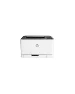 Imprimante laser couleur HP 150nw en fonctionnement, imprimant une page couleur vive et de qualité.