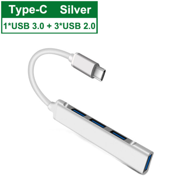 Adaptateur Type-C USB branché sur un PC portable.