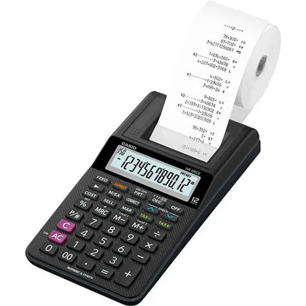 Vue Frontale de la Casio HR-8RCE Calculatrice Casio HR-8RCE vue frontale