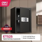Coffre-fort Deli ET525 ouvert avec compartiment intérieur