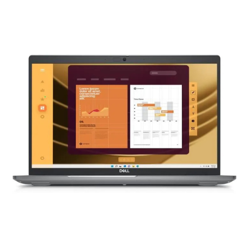 Vue avant du Dell Latitude 5550 avec écran 15,6” Full HD affichant une interface professionnelle.