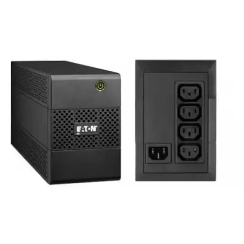 Onduleur Eaton 5E 500 VA en fonctionnement avec des appareils connectés.