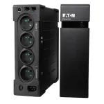 Vue avant de l’onduleur Eaton Ellipse off-line FR USB 1600 VA montrant ses prises et son design compact.