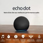 L’enceinte Echo Dot activée avec Alexa, en train de répondre à une commande vocale.