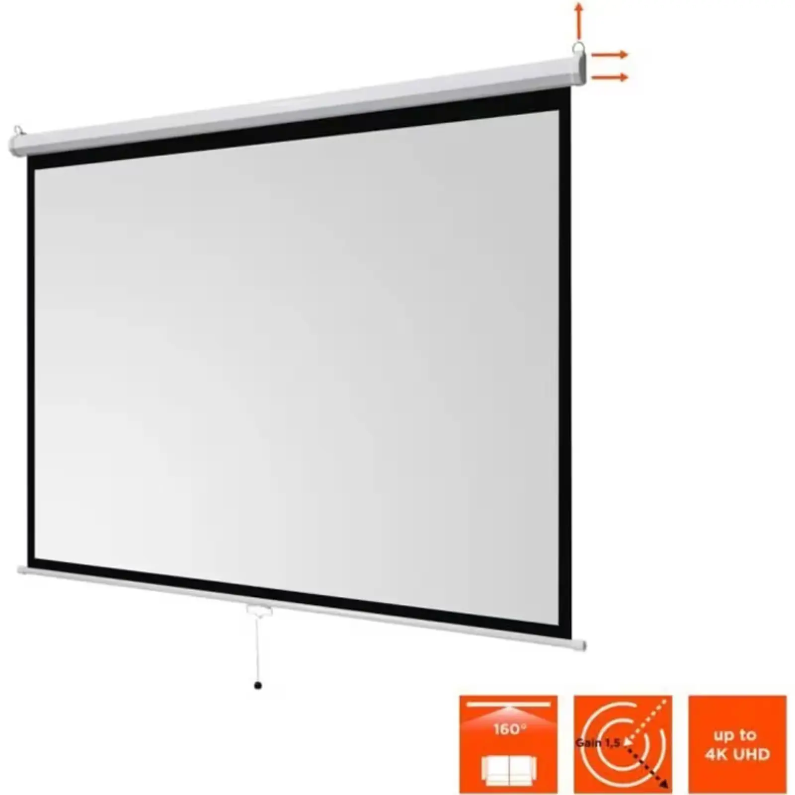 Écran de projection manuel mural 200x200