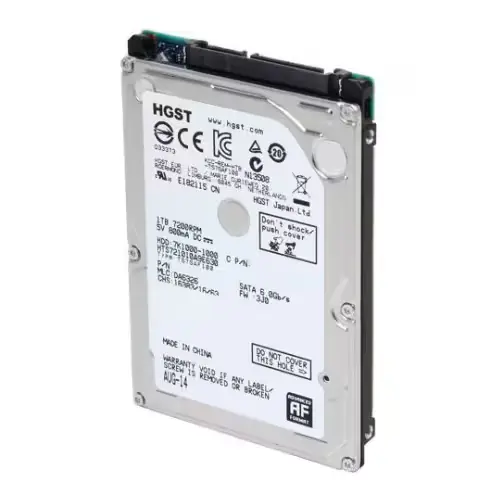 Disque dur HGST Travelstar 7K1000 1 To SATA III vue avant avec logo