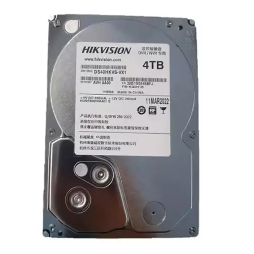 Vue avant du disque dur HIKVISION DS40HKVS-VX1 – 4 To, format 3.5 pouces.