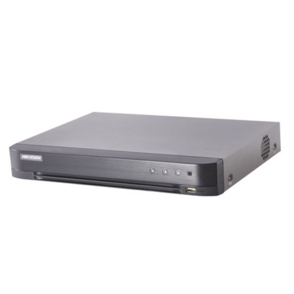 HIKVISION DVR DS-7204HUHI-K1/E(S) vue avant avec ports et boutons pour une gestion facile.