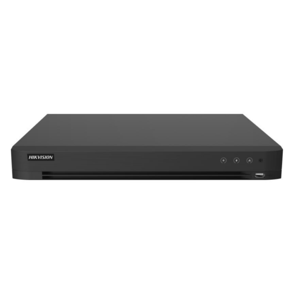 Panneau arrière du DVR HIKVISION IDS-7216HUHI-M2/X avec ports HDMI, VGA et BNC.