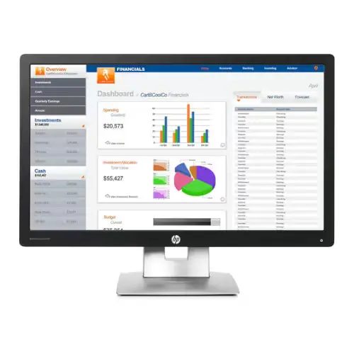 Écran HP EliteDisplay E232 23 pouces, Full HD, reconditionné, avec pied réglable.