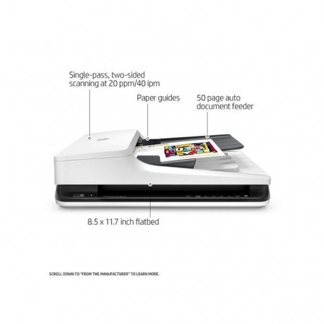 Scanner HP ScanJet Pro 2500 F1 en cours de numérisation