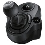 Logitech Driving Force Shifter en action sur un volant Logitech G29.