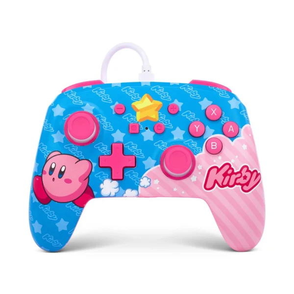 Manette filaire Kirby pour Nintendo Switch avec design coloré et ergonomique