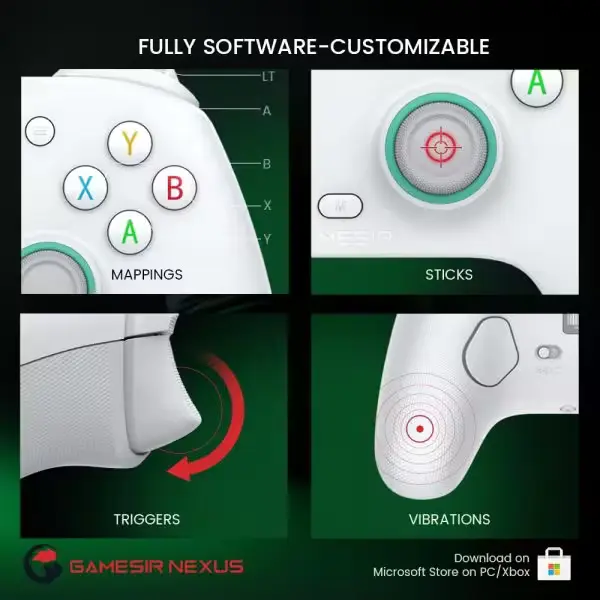 Gros plan sur les joysticks Hall Effect de la GameSir G7 SE.