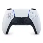 Vue avant de la manette PS5 DualSense avec design blanc et noir.