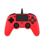 Vue détaillée de la manette filaire Nacon Rouge pour PS4.