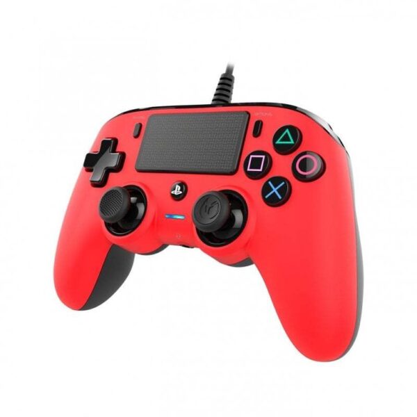 Dos de la manette Nacon Rouge avec ses grips texturés.