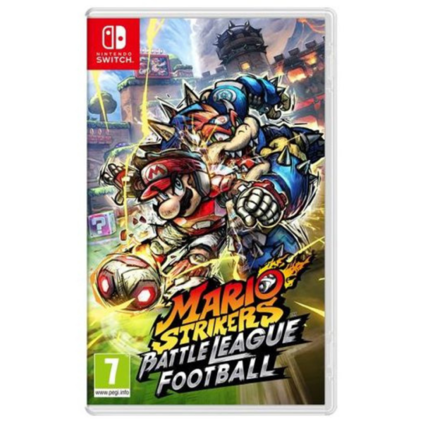 Mario Strikers : Battle League Football avec Mario et ses amis dans une action intense sur Nintendo Switch.