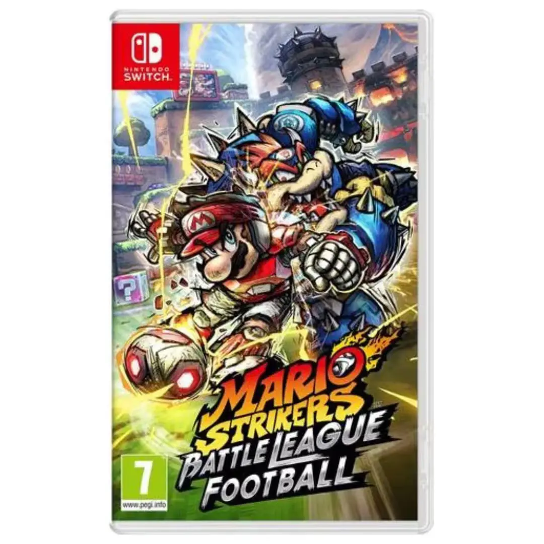 Mario Strikers : Battle League Football avec Mario et ses amis dans une action intense sur Nintendo Switch.