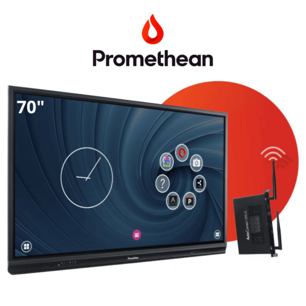 Écran interactif Promethean AP5-70 ActivPanel affichant une interface pédagogique intuitive en Ultra HD 4K