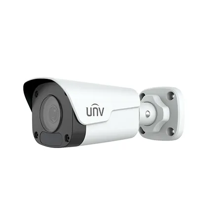 Vue avant de la caméra IP Uniview 4MP UV-IPC2124LB-SF28-A, mini bullet blanc.