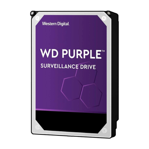 Disque dur Western Digital Purple 6 To pour vidéosurveillance, design robuste et capacité de stockage élevée.