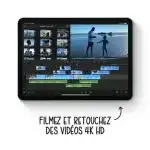 Gros plan sur l’écran Liquid Retina de l’iPad Air 4 avec Apple Pencil.
