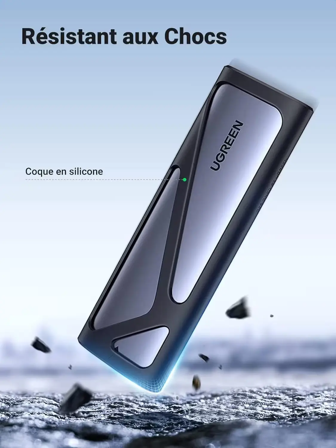 Boîtier UGREEN NVMe M.2 SATA SSD en aluminium avec port USB-C