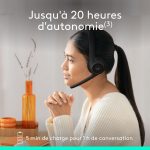 Une personne écoutant de la musique avec le Logitech Zone 300.
