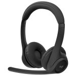 Casque sans fil Logitech Zone 300 posé sur un bureau moderne.