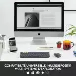 Gros plan sur les touches du Logitech K380, design ergonomique.
