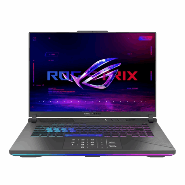 Vue d'ensemble du ASUS ROG STRIX G16 en mode allumé