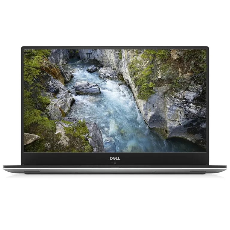 Vue avant du DELL XPS 9570 avec écran FHD allumé