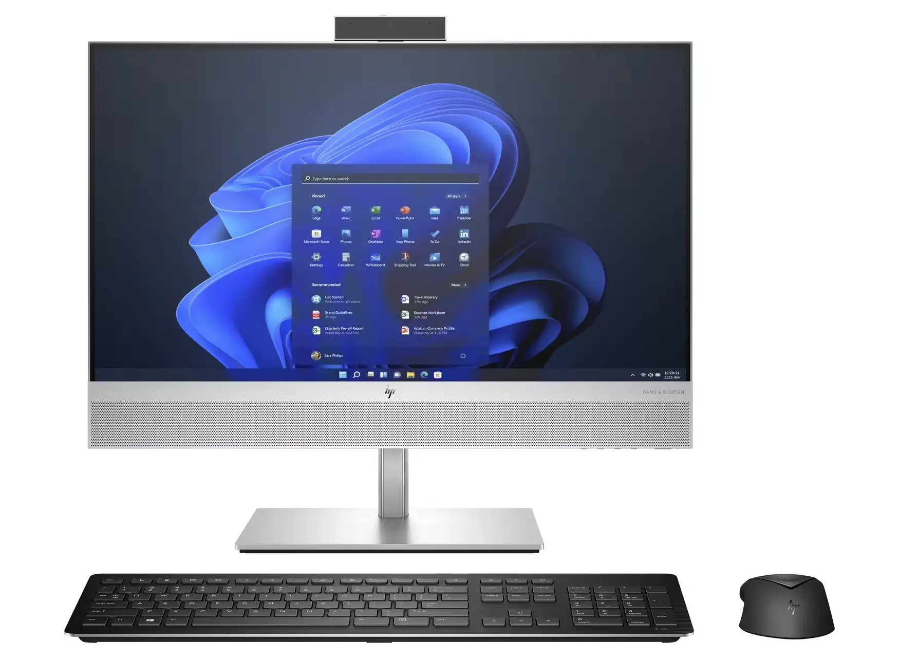 Vue frontale du HP Desktop avec écran FHD