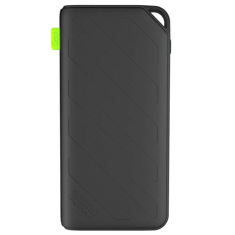 Vue de face du Goui Brave Power Bank posé sur une table en bois clair