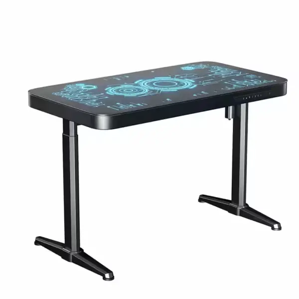 Bureau Gamer DEADSKULL HA 01 avec LED RGB allumées