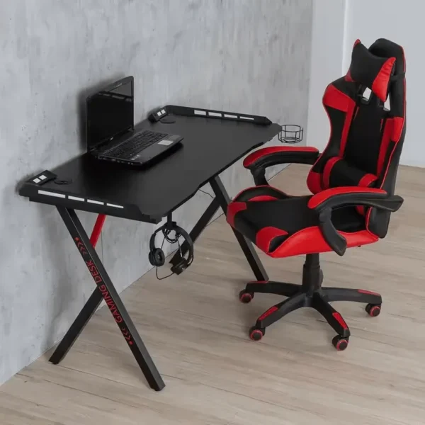 Gestion de câbles intégrée au Bureau Gamer GT 01