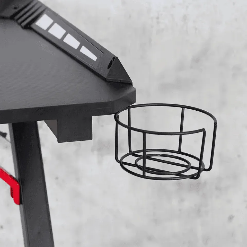 Bureau Gamer RGB GT 01 vue d’ensemble avec LED allumées