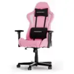 Chaise DXRacer F08 installée dans un setup gaming rose