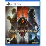 Écran de jeu Dragon’s Dogma II sur PS5 avec combat contre un dragon