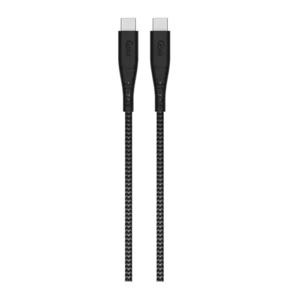 Câble USB-C Goui FLEX 1.5m noir enroulé sur fond blanc