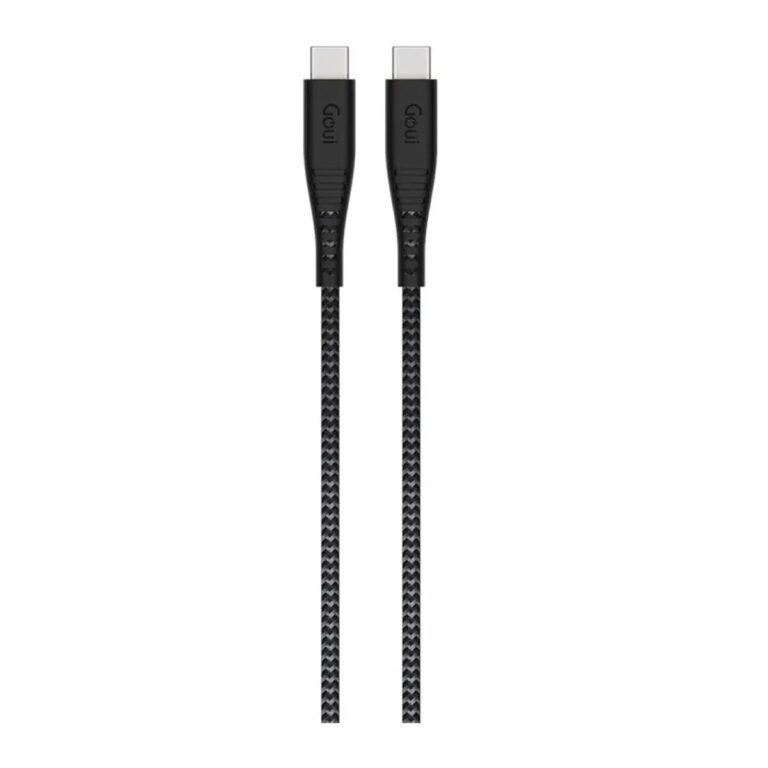 Câble USB-C Goui FLEX 1.5m noir enroulé sur fond blanc