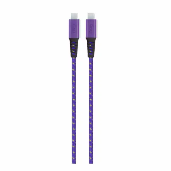 Câble Goui FLEX violet connecté à un smartphone USB-C