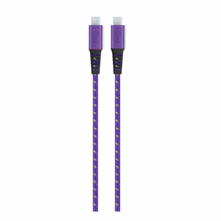 Câble Goui FLEX violet connecté à un smartphone USB-C