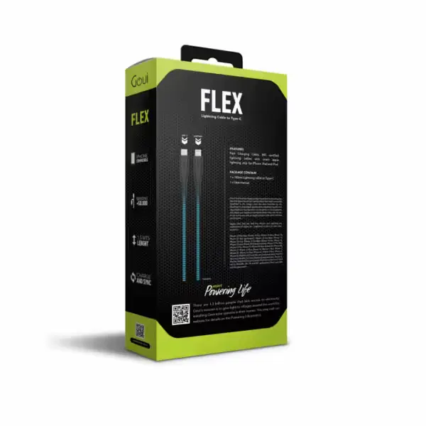 Câble Goui Flex Lightning Type-C 60W Bleu clair