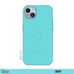 Pochette Goui Cyan Blue pour iPhone 15 – Vue de face