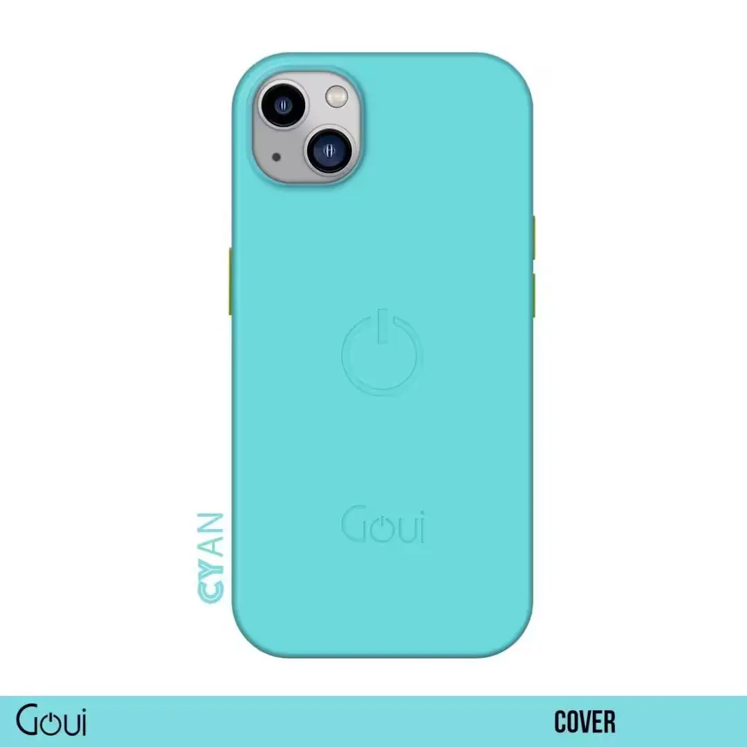 Pochette Goui Cyan Blue pour iPhone 15 – Vue de face