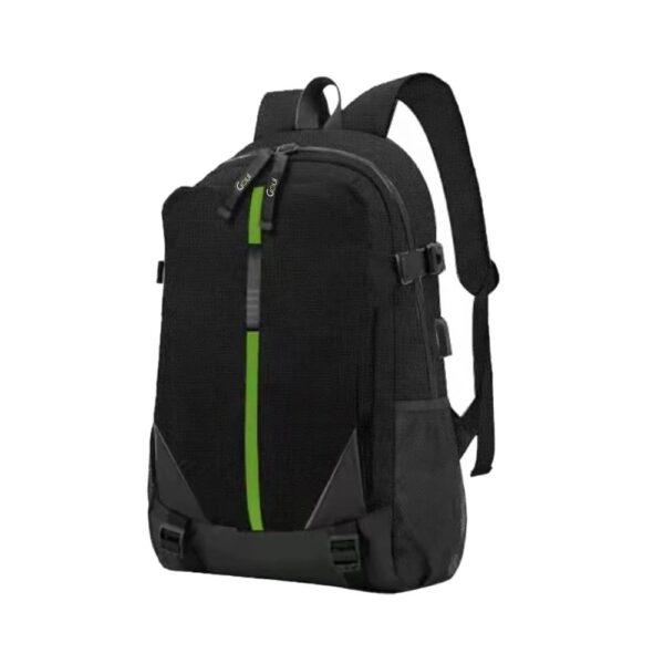 Vue avant du sac Goui Line 21L, couleur noire avec port USB